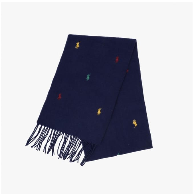 Polo Ralph Lauren Pony Geborduurde Franje Sjaal Pc1315 410 PC1315-410 blue