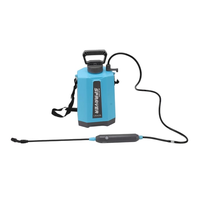 Pulvérisateur à batterie avec 3 buses de brumisation monté sur l'épaule, pulvérisateur électrique multifonctionnel de jardin bleu