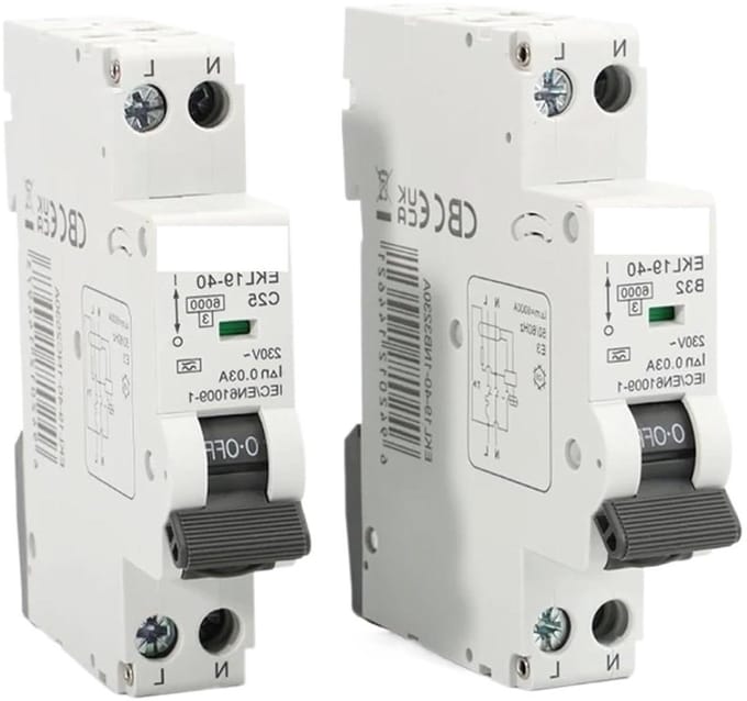 Aardlekschakelaar - Stroomonderbreker - Veilige Elektriciteit - C Curve - 19 mm breed - Wit
