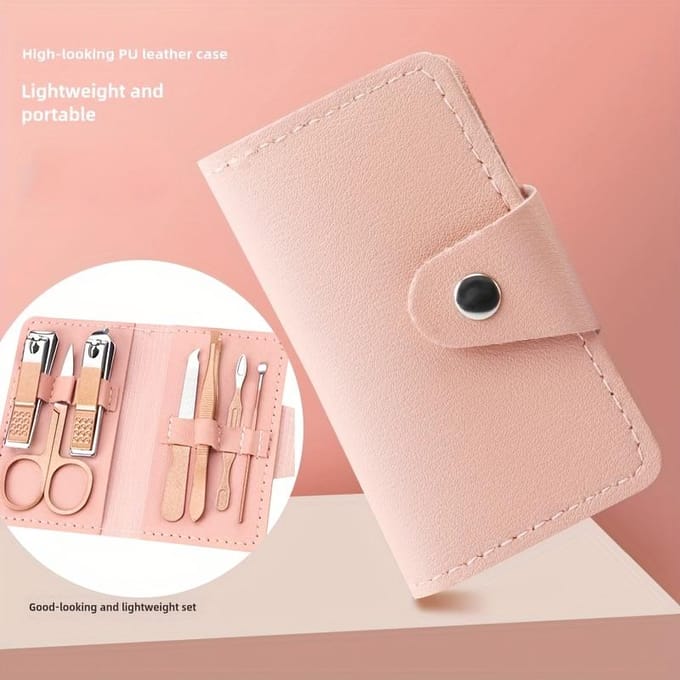 7-delige Manicure Set Nagelknipper Set Gereedschap Professioneel Roestvrij Staal Nagelsverzorging Knipper Schaar roze