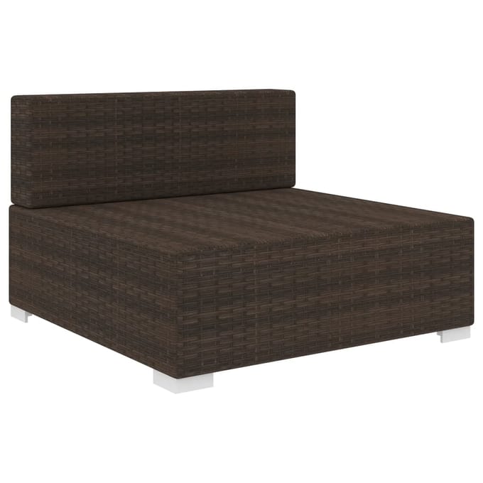 vidaXL - Tuinstoel - met - kussens - middensectie - poly - rattan - bruin