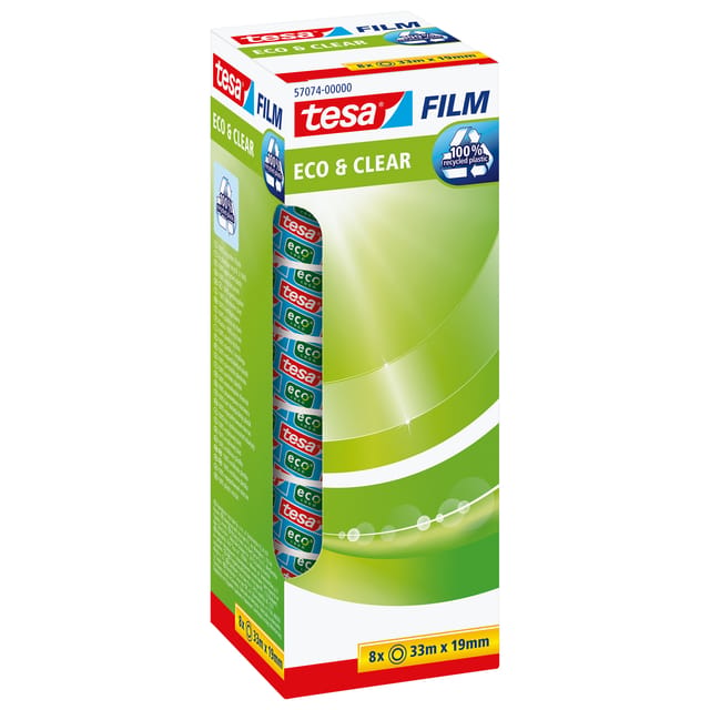 tesa 57074-00000-01 tesafilm Eco & Clear Transparant (l x b) 33 m x 19 mm 8 stuk(s)