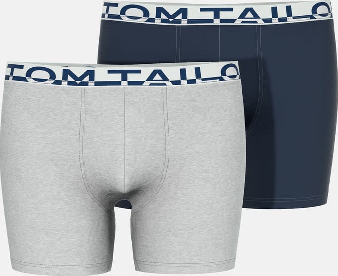 TOM TAILOR Kentucky Heren Long Boxer - 2-Pack - Grijs/Blauw