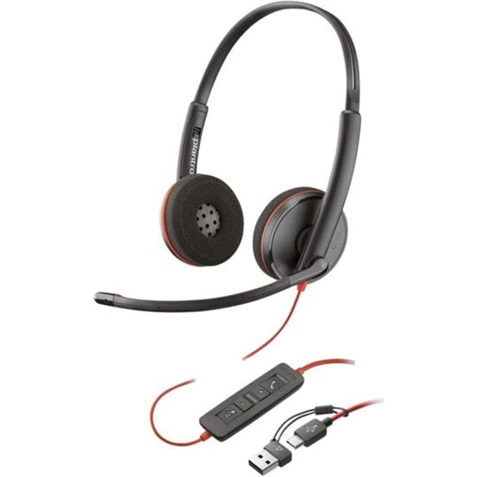HP Poly Blackwire C3220 Over Ear headset Kabel Stereo Zwart Noise Cancelling Headset, Volumeregeling, Microfoon uitschakelbaar (mute) Computer