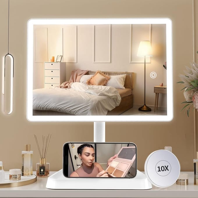 Oplaadbare Make-upspiegel met LED Verlichting en Vergrotingsfunctie
