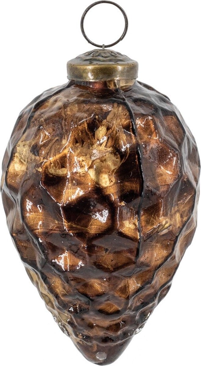 HomeBound by KY | Glazen kerstbal brown marble | 10x10cm | kerstbal