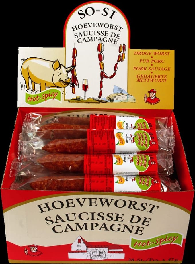 Hoeveworst Hot & Spicy, droge worst 28st x 47g
