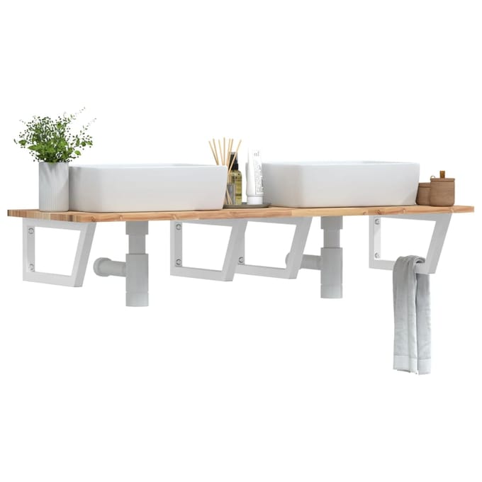 vidaXL - Badkamer - wandschap - staal - en - massief - acaciahout