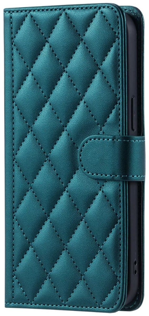 Hoesje geschikt voor iPhone 16e - Bookcase - Pasjeshouder - Koord - Kunstleer - Groen