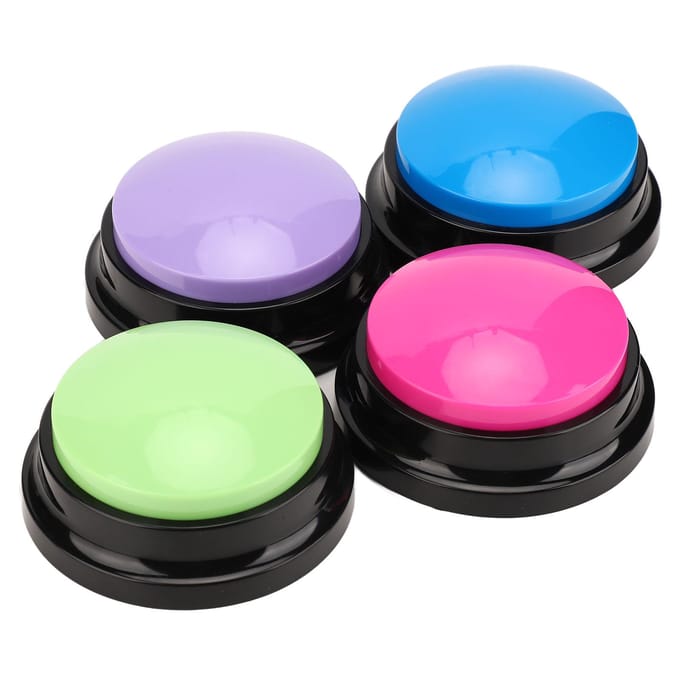 Lot de 4 boutons d'enregistrement et de conversation multifonctions 30 secondes pour chiens, chats et animaux de compagnie pink