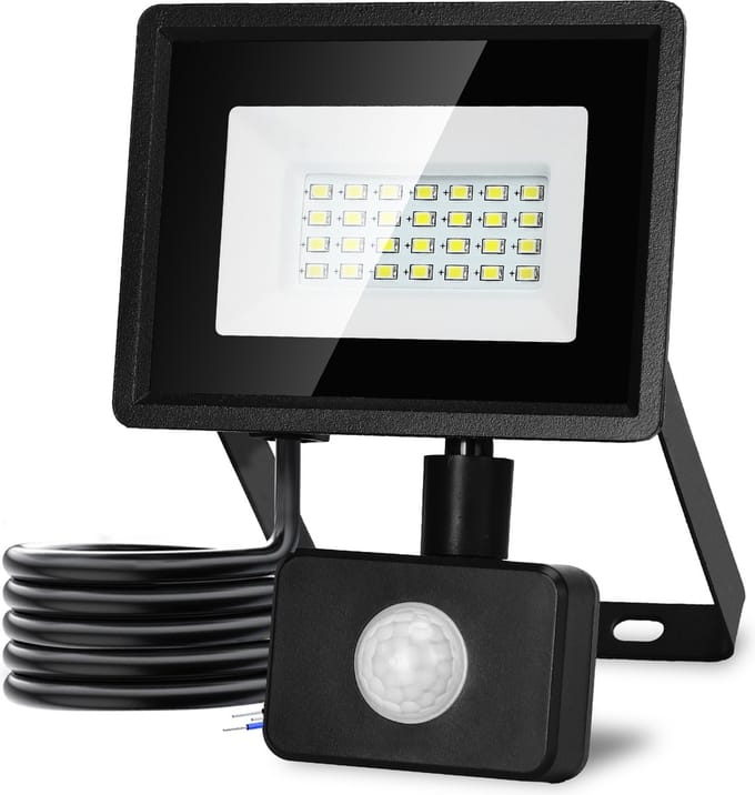 Aigostar 10LI0 - LED Schijnwerper Met bewegingssensor - 20W - IP65 Waterdicht - Buitenlamp - 6500K - Floodlight - Bouwlamp - Zwart