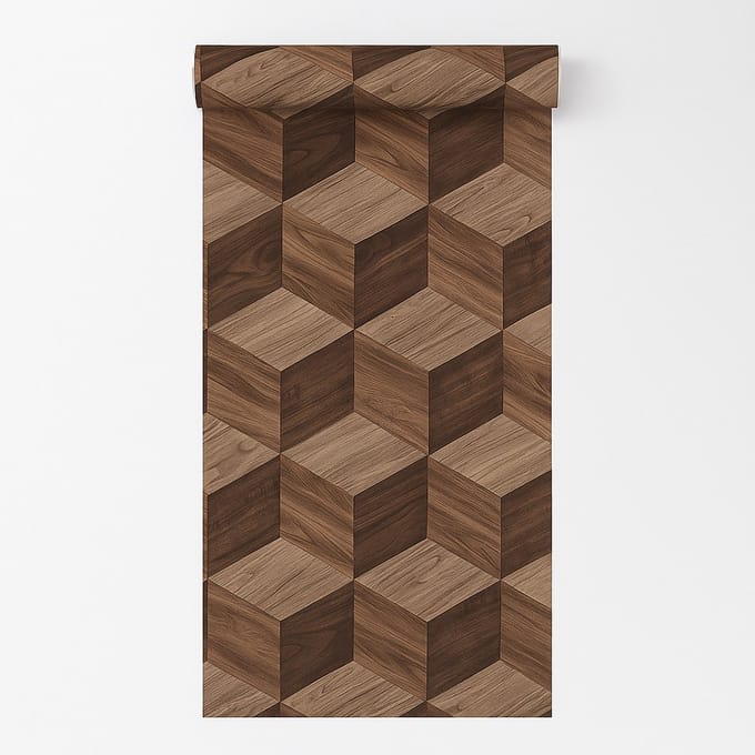 Dutch Wallcoverings - Vliesbehang - Renaissance - Natural Cube Brown - RE521094