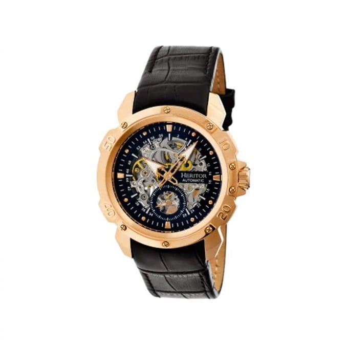 Heritor automatisch Conrad skelet horloge met leren band