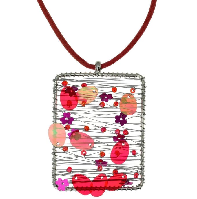 Behave - Ketting rood met lovertjes - 40 cm