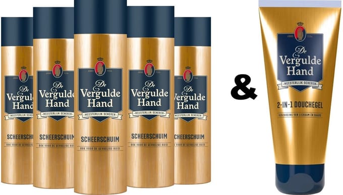 De Vergulde Hand Scheerschuim 5 x 250 ml & Douchegel 200 ml