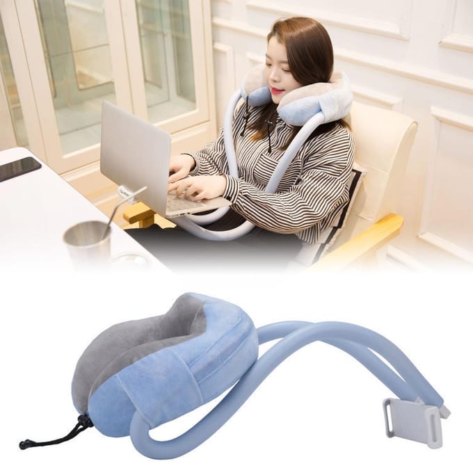 Nekkussen Telefoonhouder U-vormig Kussen met Luie Telefoonbeugel voor Reizen Kantoor Lichtblauw Gratis gray