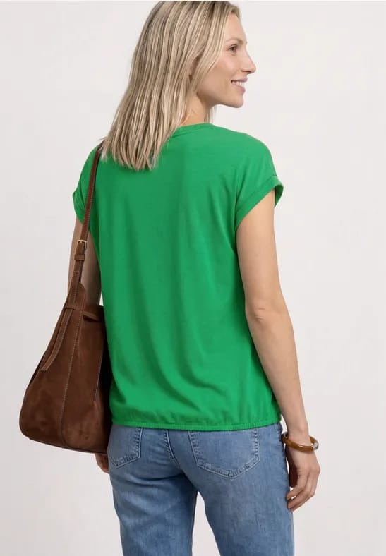 Shirt met boothals en decoratieve tape