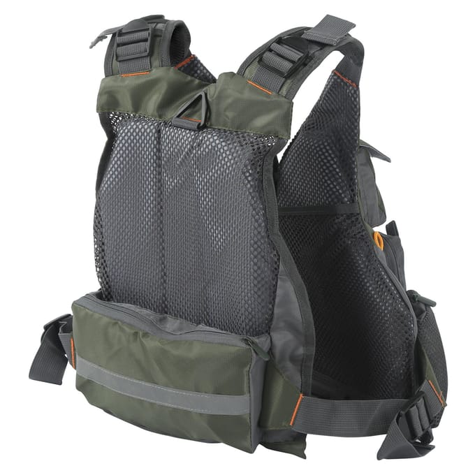 Vliegvissen Vest Multi-Pocket Gilet Verstelbaar Visreddingsvest met Drijfkussen gray