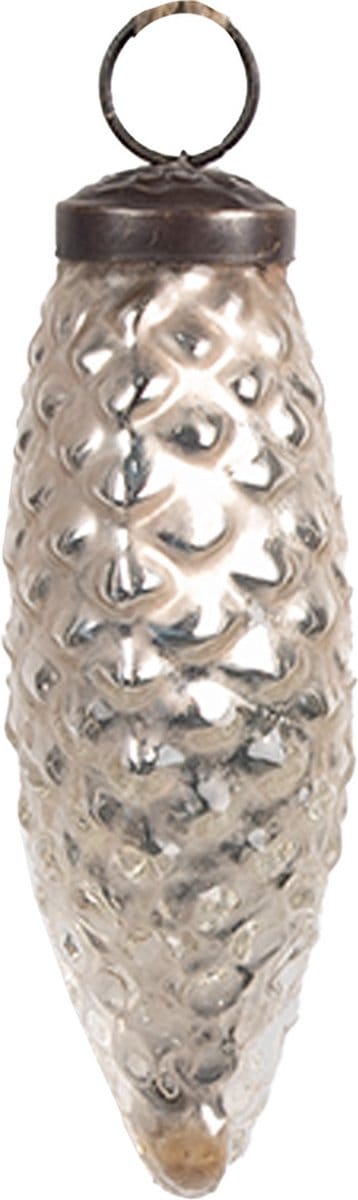 Clayre & Eef Kerstbal Overig Ø 4x10 cm Zilverkleurig Glas Kerstballen
