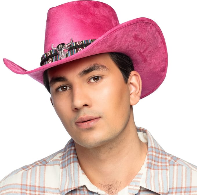 Boland - Hoed cowboy Django roze - 59 - Volwassenen - Unisex - Cowboy - Indiaan