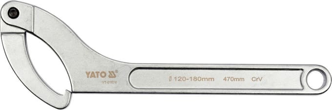 Yato - Verstelbare Haaksleutel - 120-180mm - CrV Staal - Mat Chromen Afwerking