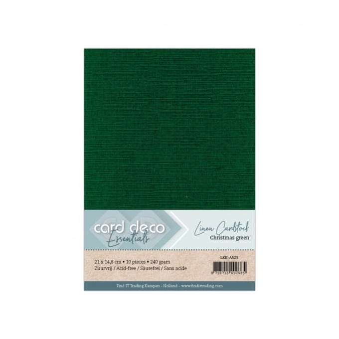 100 vel Kerstgroen A5 Linnenkarton 240 grams - 21 x 14,8 cm - Gratis verzonden