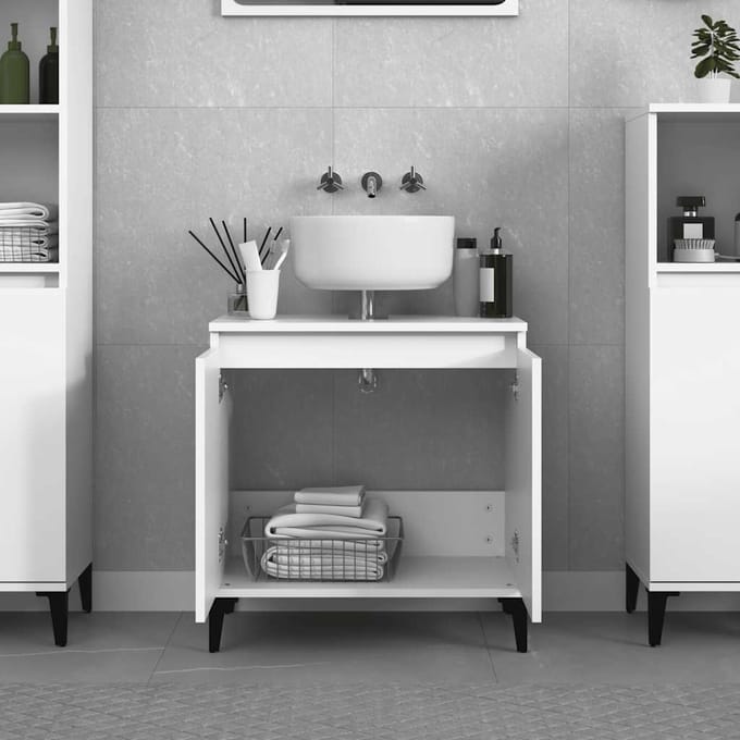 vidaXL - Wastafelkast - 58x33x60 - cm - bewerkt - hout - wit
