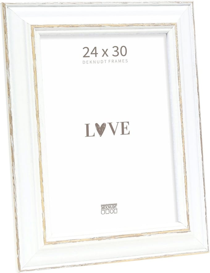 Deknudt Frames fotolijst S221H3 - wit met bruin accent - 24x30 cm