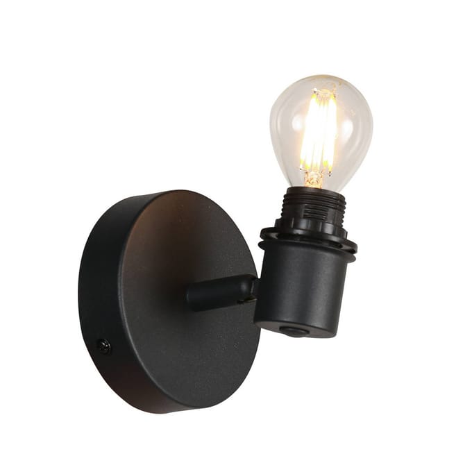 Wandlamp Sumba 4487ZW - zwart metaal en bamboe cilinder kap - trendy design - Mexlite