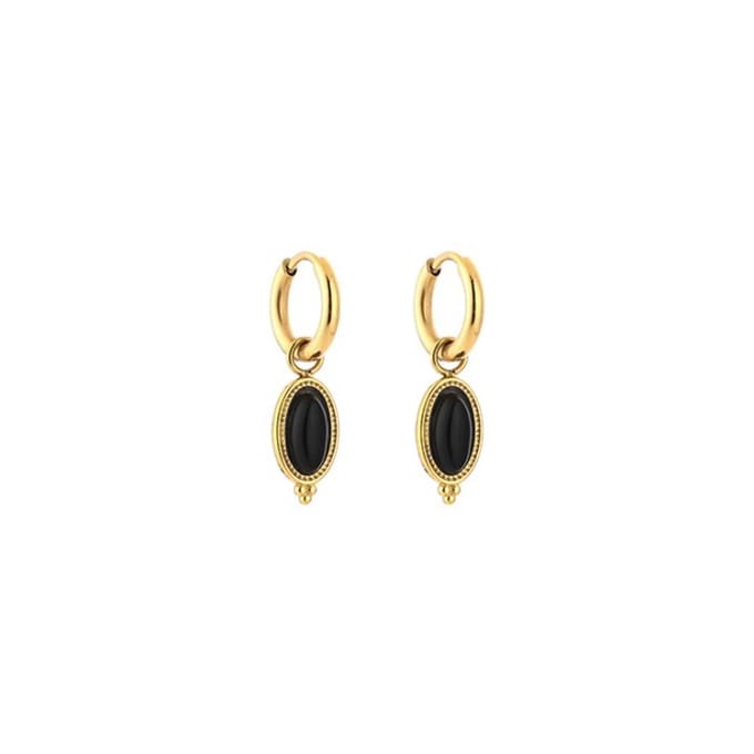 Bijoutheek Oorhangers Tribal Dots Black