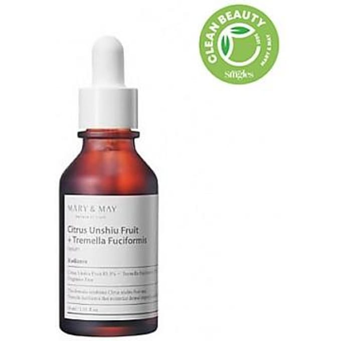 Mary&May Citrus Unshiu + Tremella Fuciformis Serum, 30 ml - Nawilżająco-rozjaśniające serum do twarzy