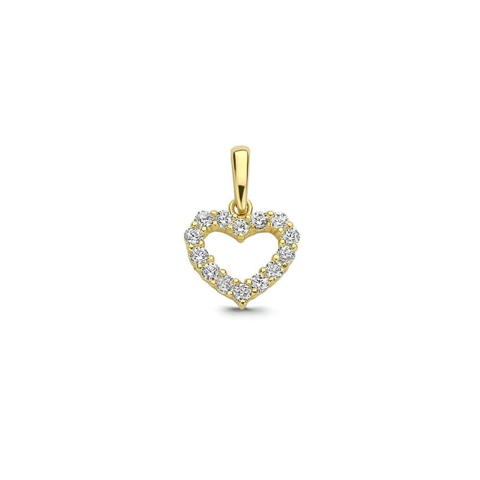 9K Geelgouden 9k hanger hart zirkonia 8 mm - 8000276