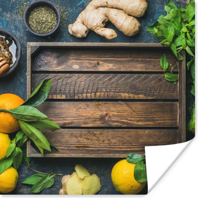 Poster Fruitkist - Citroen - Fruit - 30x30 cm