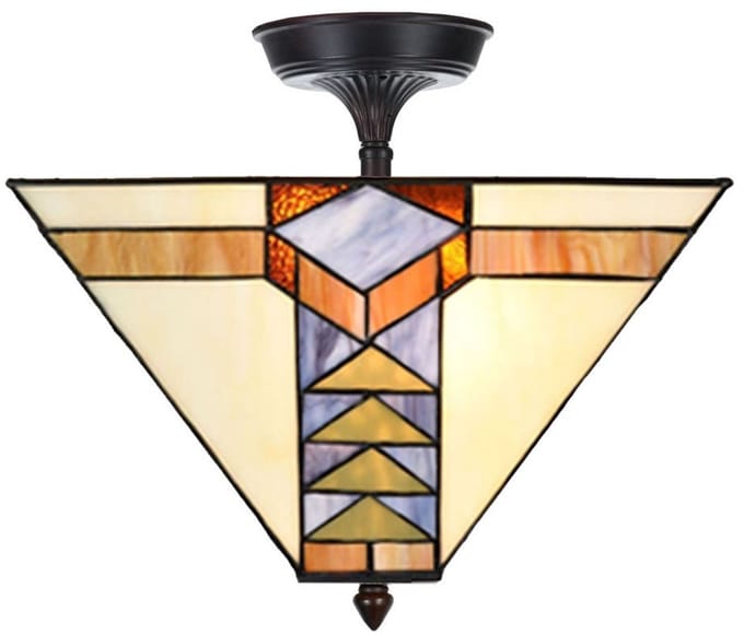 Tiffany Verlengde Plafonnière Pyramide - Art Deco Trade