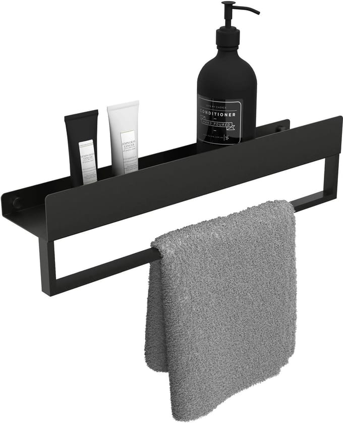 Rea SF01-450-B 45cm - Badkamerplank Voor In Het Bad - Zwart - 10X30X10CM