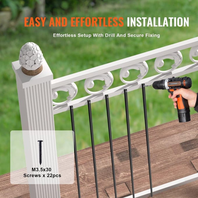 Metalen Balusters Trap 11 Stuks 44''x0.5'' Aluminium Spindels met Schroeven