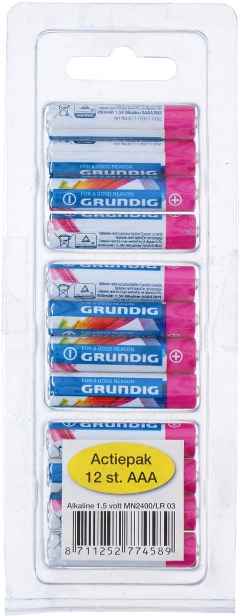 Grundig AAA Batterijen - Voordeelverpakking AAA - LR03 Plus 12-Pack