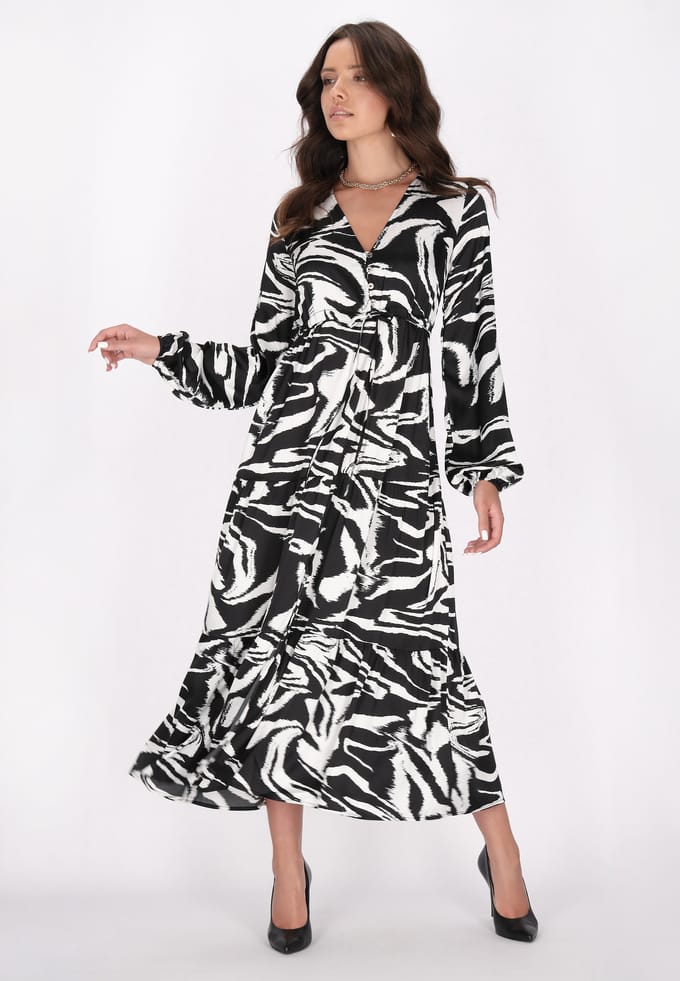 Faina Jurk Dames zwart en wit