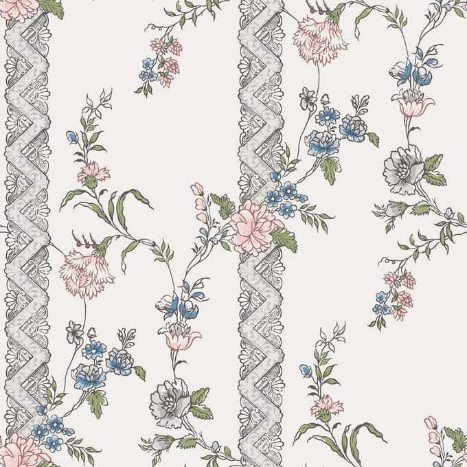 Boråstapeter Vliesbehang 4507 - Anno - Bloemen Wit - 53cm x 10.05m