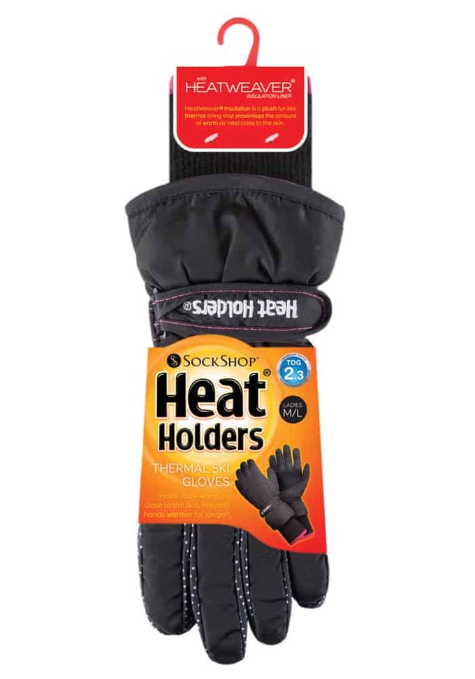 Heat Holders - Waterdichte thermo skihandschoenen voor dames - Zwart