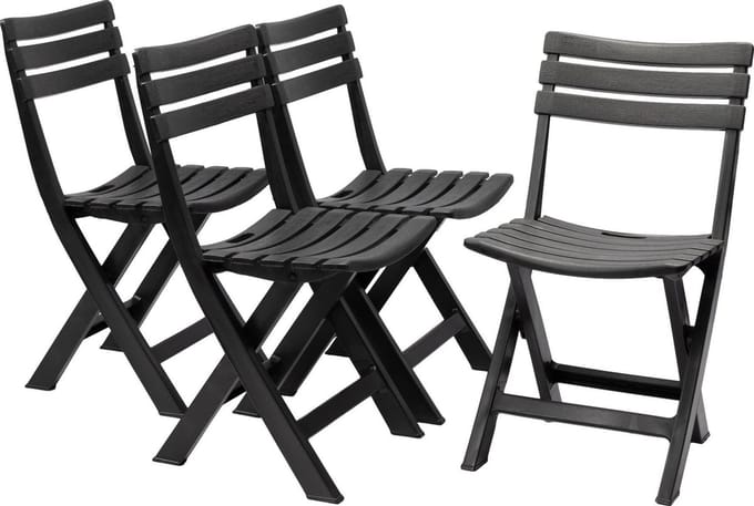 MaxxGarden Tuinstoel - klapstoel camping 41cm - 4 stuks - zwart