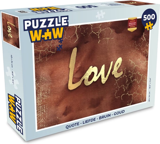 Puzzel Quote - Liefde - Bruin - Goud - Legpuzzel - Puzzel 500 stukjes