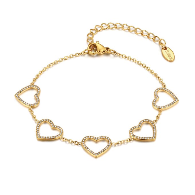 Twice As Nice Armband in edelstaal, hartjes Goudkleurig 16cm+3cm