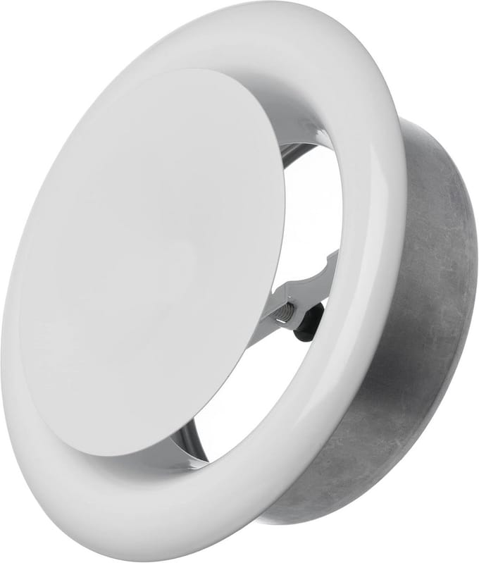 Wit Metaal Anemostaat Ø 125 mm - Rond Ventilatieventiel met Montagering