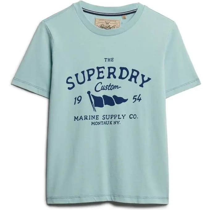 Superdry Heritage Hamptons T-shirt Light Blue Grootte: 42
