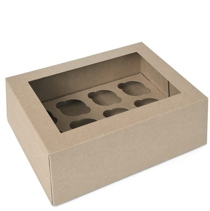 House of Marie Mini Cupcake Doos 12 - Kraft - pk/2