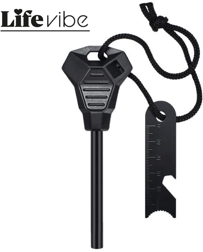 LifeVibe© Vuurstarter - Vuursteen Strijker - Firesteel - Firestarter Survival - Magnesium Stick
