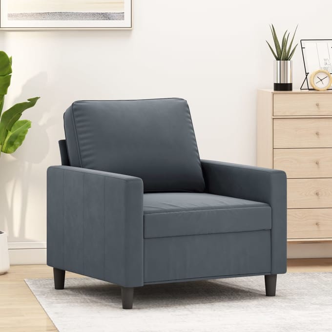 vidaXL - Fauteuil - 60 - cm - fluweel - donkergrijs
