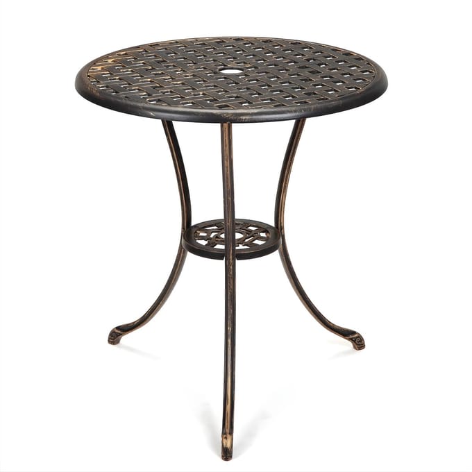 60 cm Bistrotafel - Aluminium Terrastafel met Parasolgat - Bruin