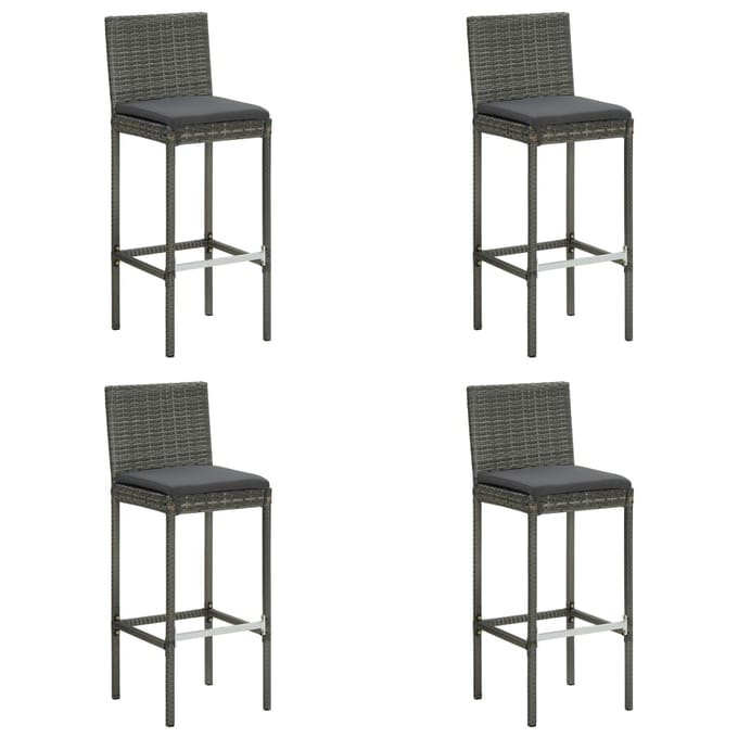 vidaXL - 5-delige - Tuinbarset - met - kussens - grijs